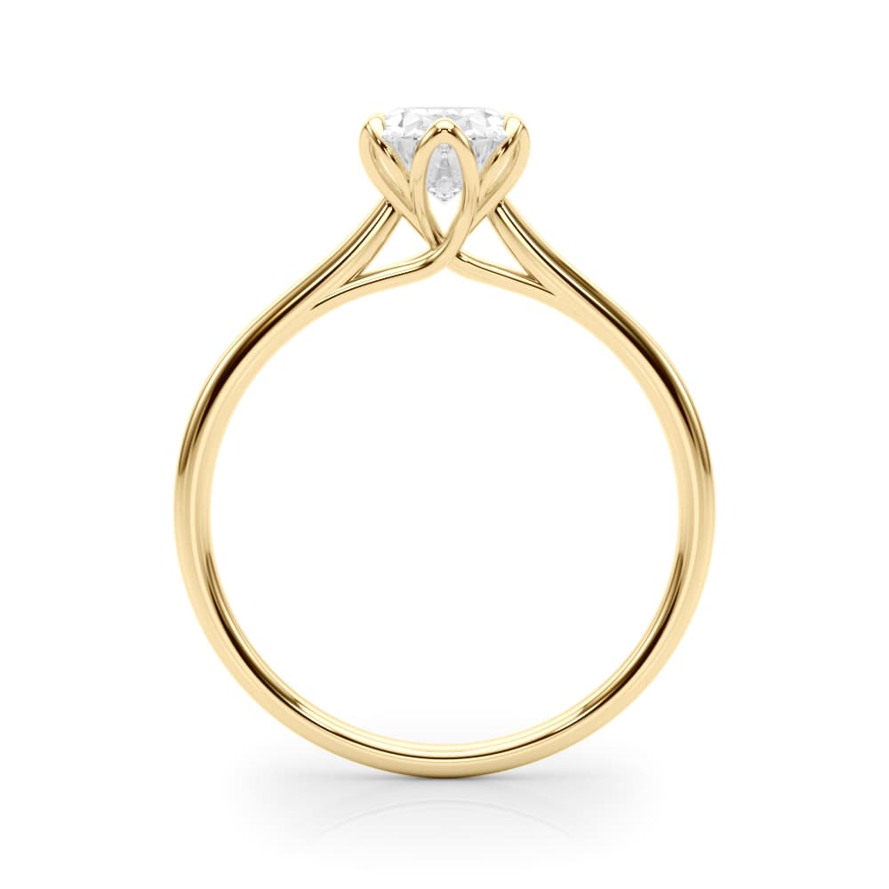 Oval Tulip Solitaire Engagement Ring, style 85305, Side view in yellow gold