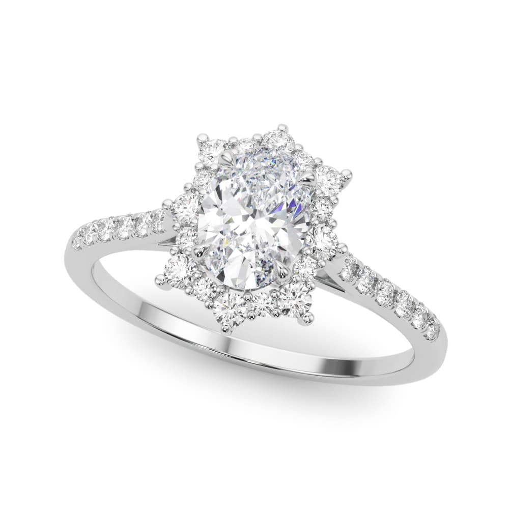 Vintage Inspired Oval Halo Engagement Ring — style 85306 in 10k White Gold
