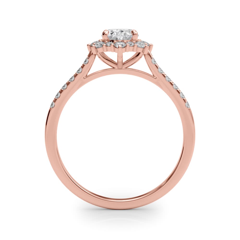 Vintage Inspired Oval Halo Engagement Ring, style 85306, Side view in rose gold