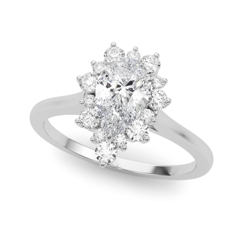 Pear Shape Solitaire Halo Engagement Ring — style 85308 in 10k White Gold