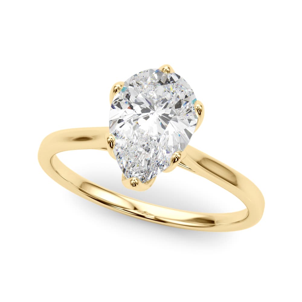 Pear Tulip Solitaire Engagement Ring, style 85309, Front view in yellow gold