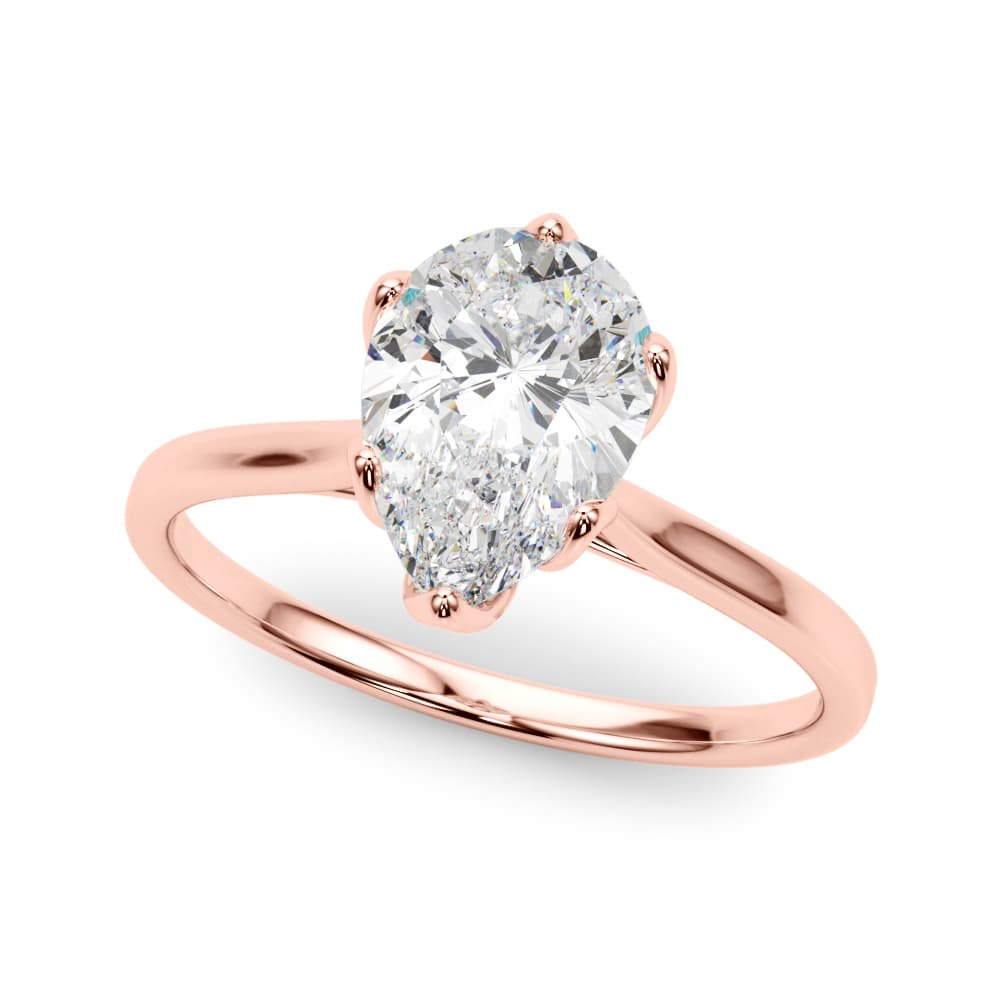 Pear Tulip Solitaire Engagement Ring, style 85309, Front view in rose gold