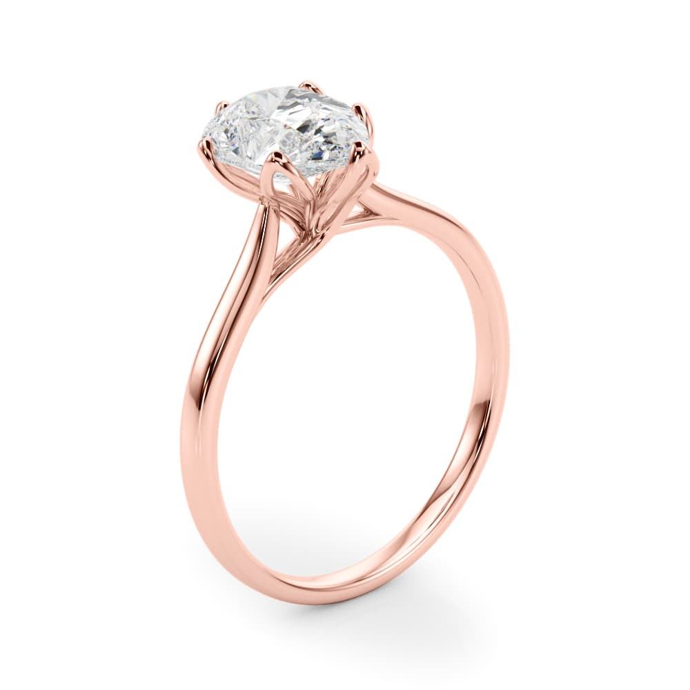 Pear Tulip Solitaire Engagement Ring, style 85309, Angle view in rose gold