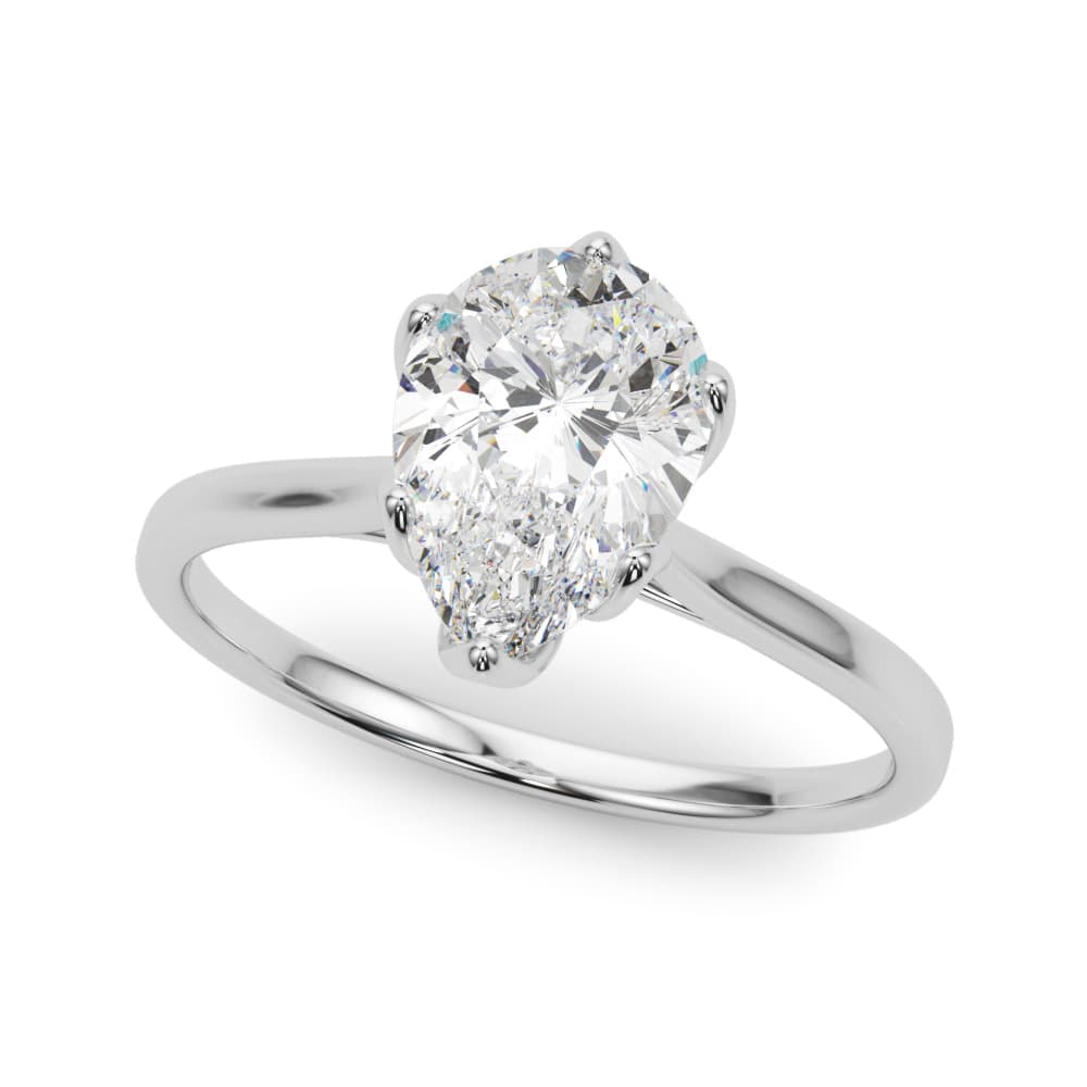Pear Shape Tulip Solitaire Engagement Ring — style 85309 in 10k White Gold
