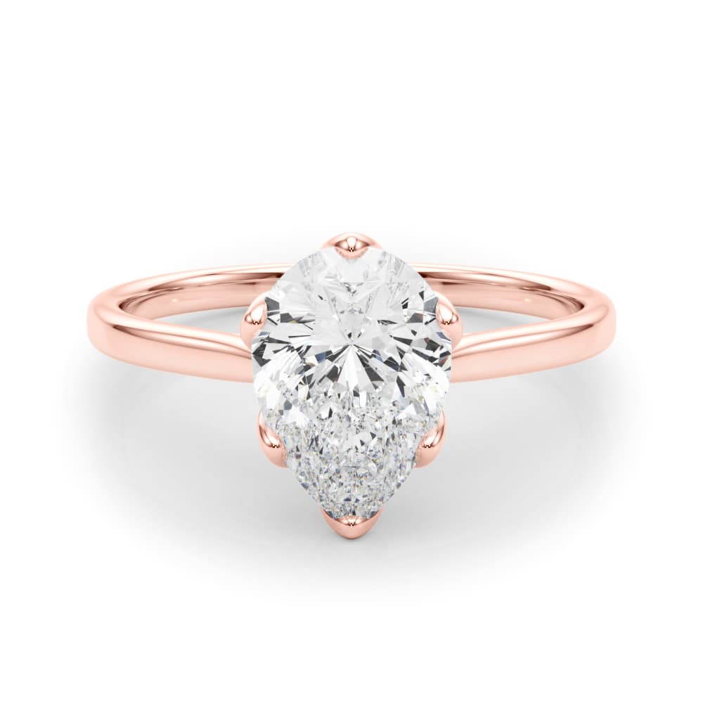 Pear Tulip Solitaire Engagement Ring, style 85309, On hand view in rose gold