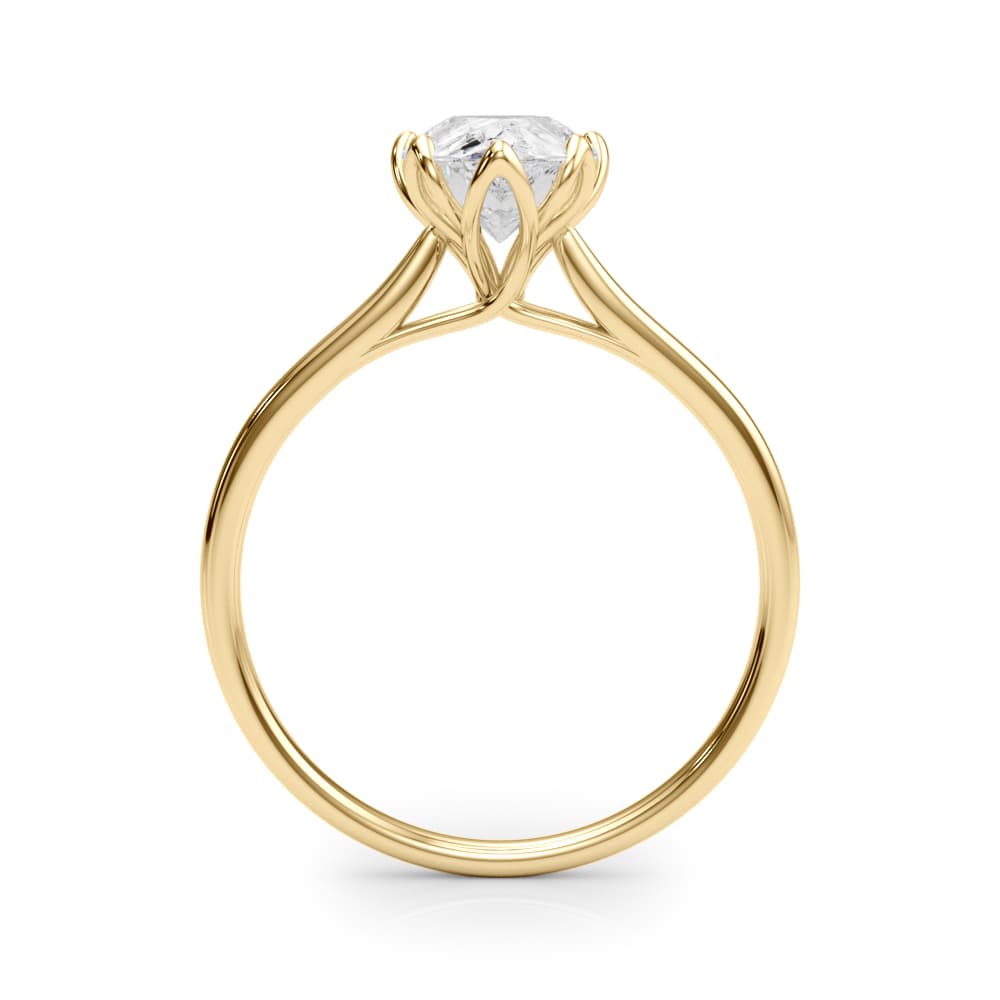 Pear Tulip Solitaire Engagement Ring, style 85309, Side view in yellow gold