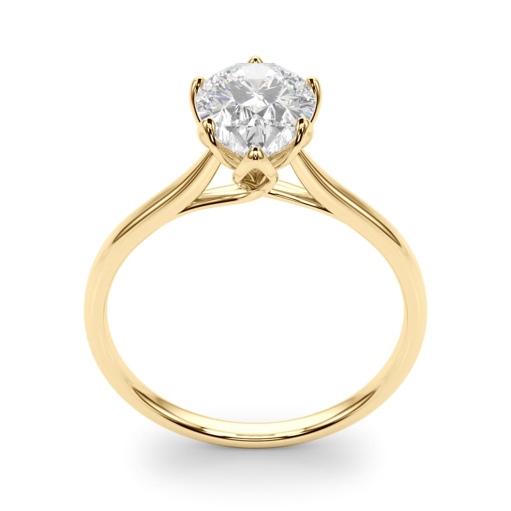 Pear Tulip Solitaire Engagement Ring, style 85309, Top view in yellow gold