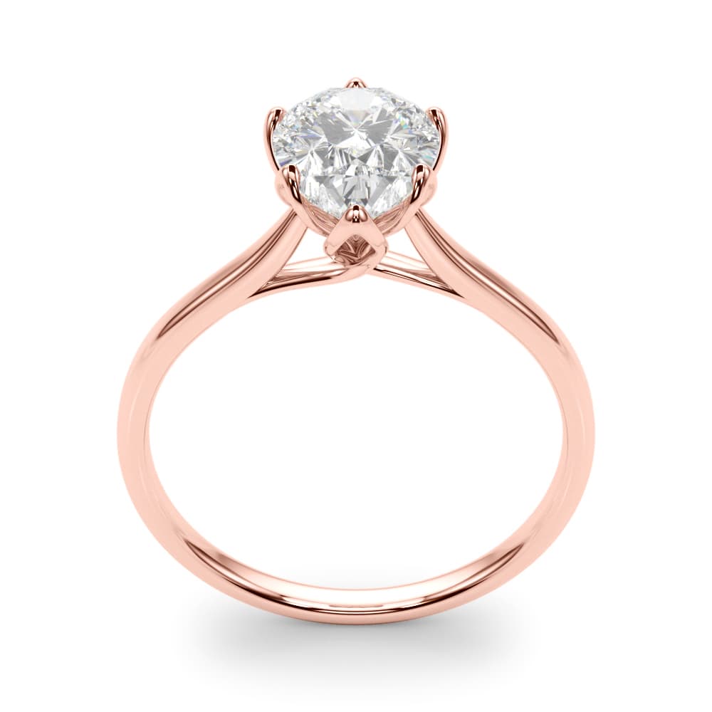 Pear Tulip Solitaire Engagement Ring, style 85309, Top view in rose gold