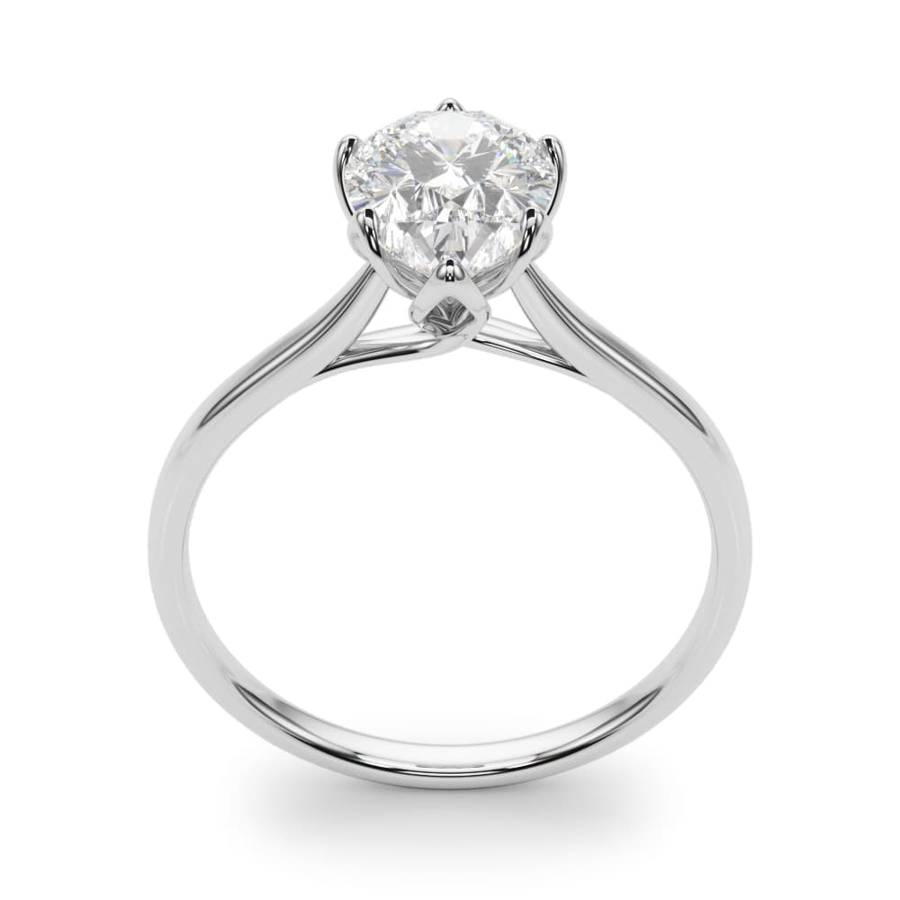Pear Tulip Solitaire Engagement Ring, style 85309, Top view in white gold or platinum