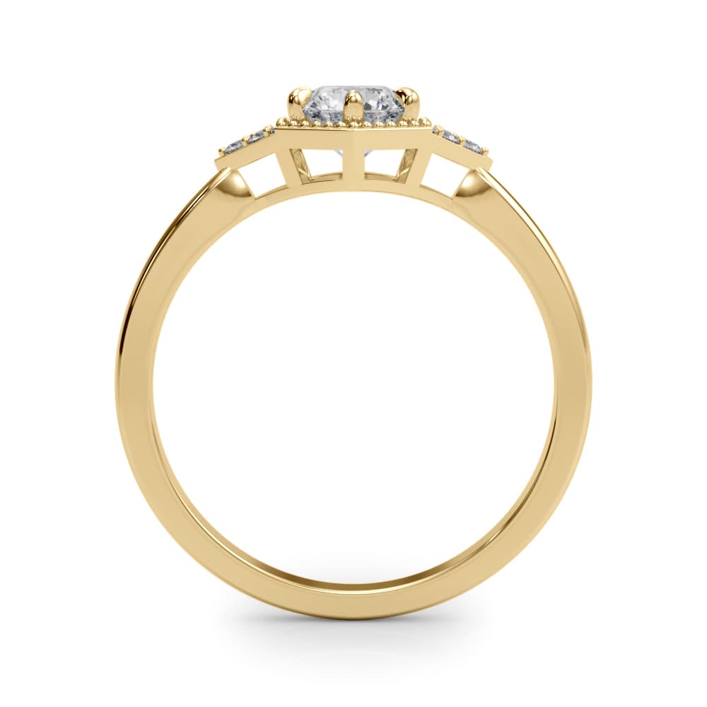 Round Hexagonal Shaped Engagement Ring, style 85311, Side view in yellow gold