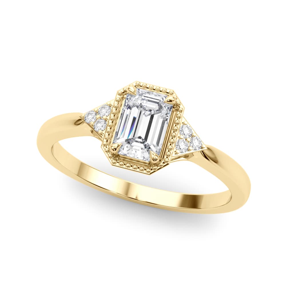 Emerald Cut Engagement Ring, style 85312, Front view in yellow gold