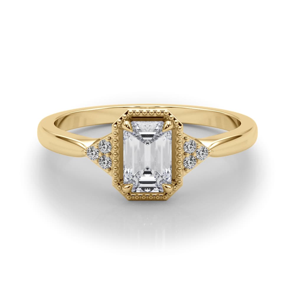 Emerald Cut Engagement Ring, style 85312, On hand view in yellow gold