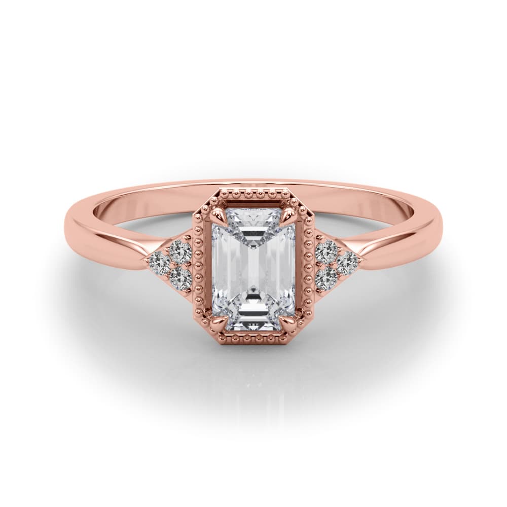 Emerald Cut Engagement Ring, style 85312, On hand view in rose gold
