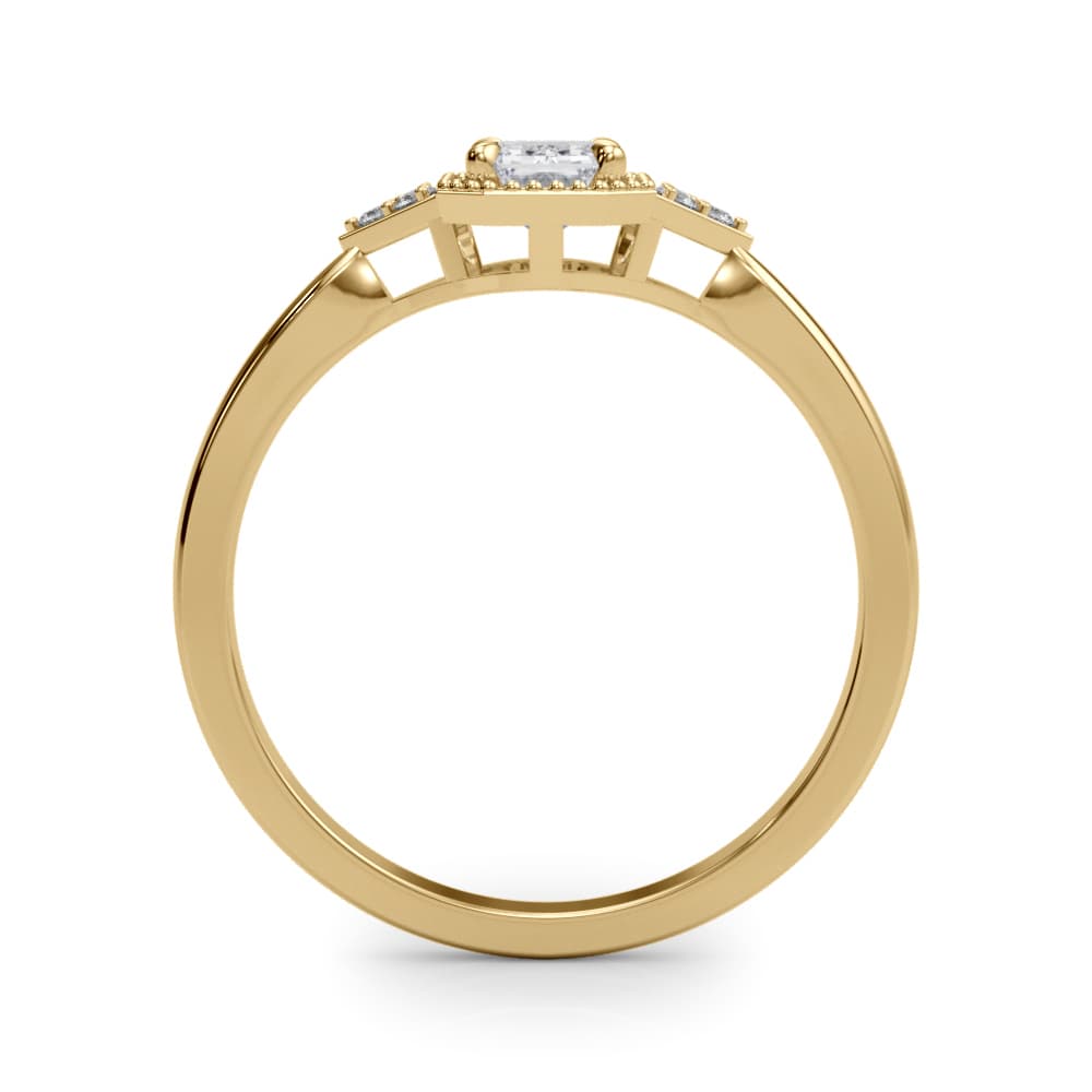 Emerald Cut Engagement Ring, style 85312, Side view in yellow gold