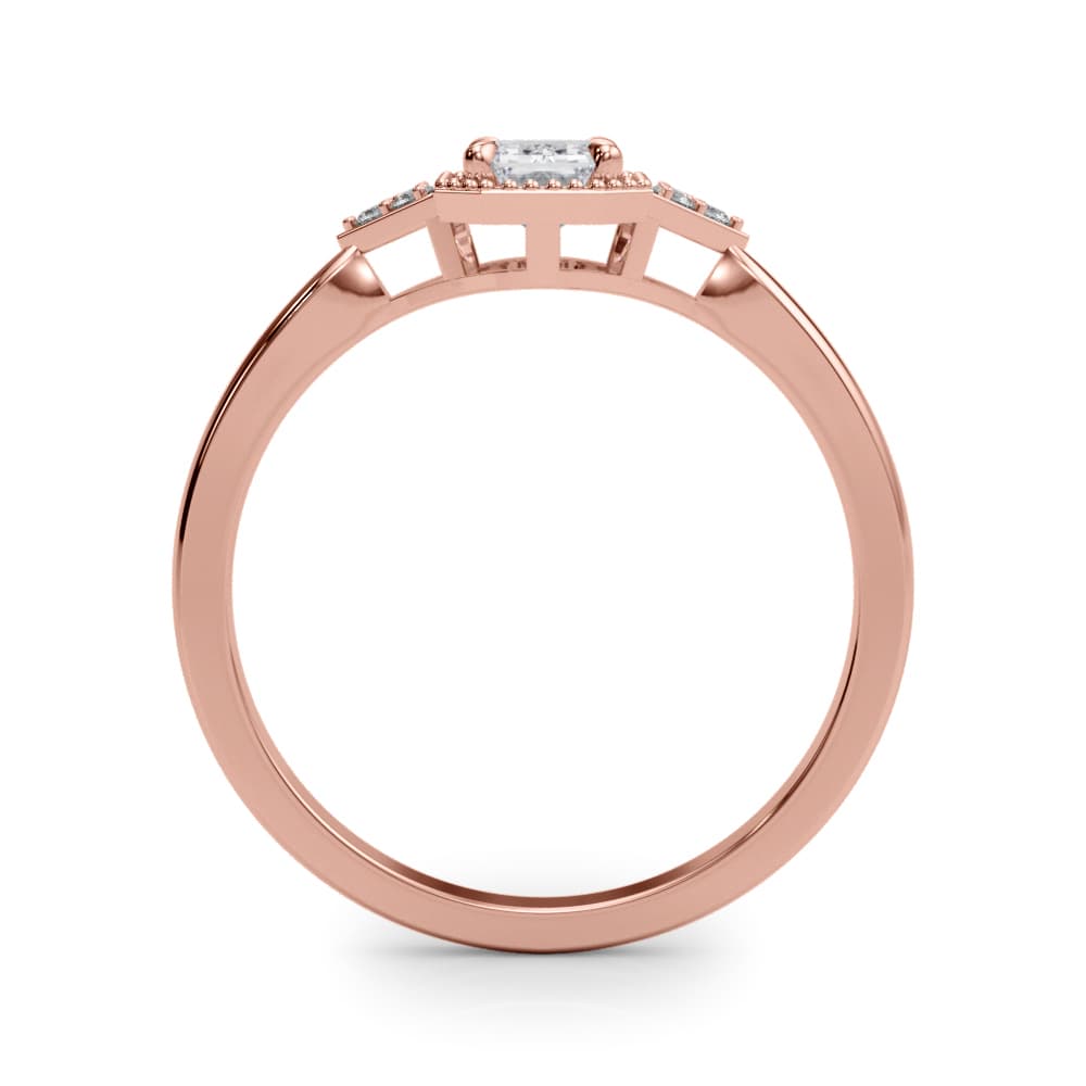 Emerald Cut Engagement Ring, style 85312, Side view in rose gold