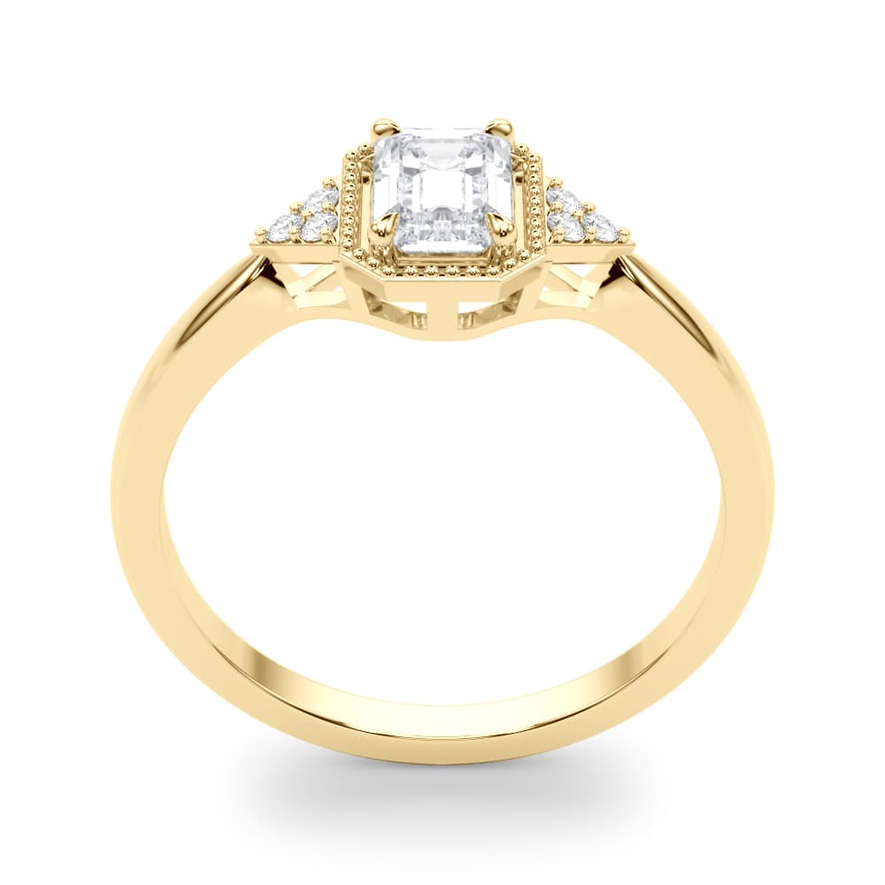 Emerald Cut Engagement Ring, style 85312, Top view in yellow gold