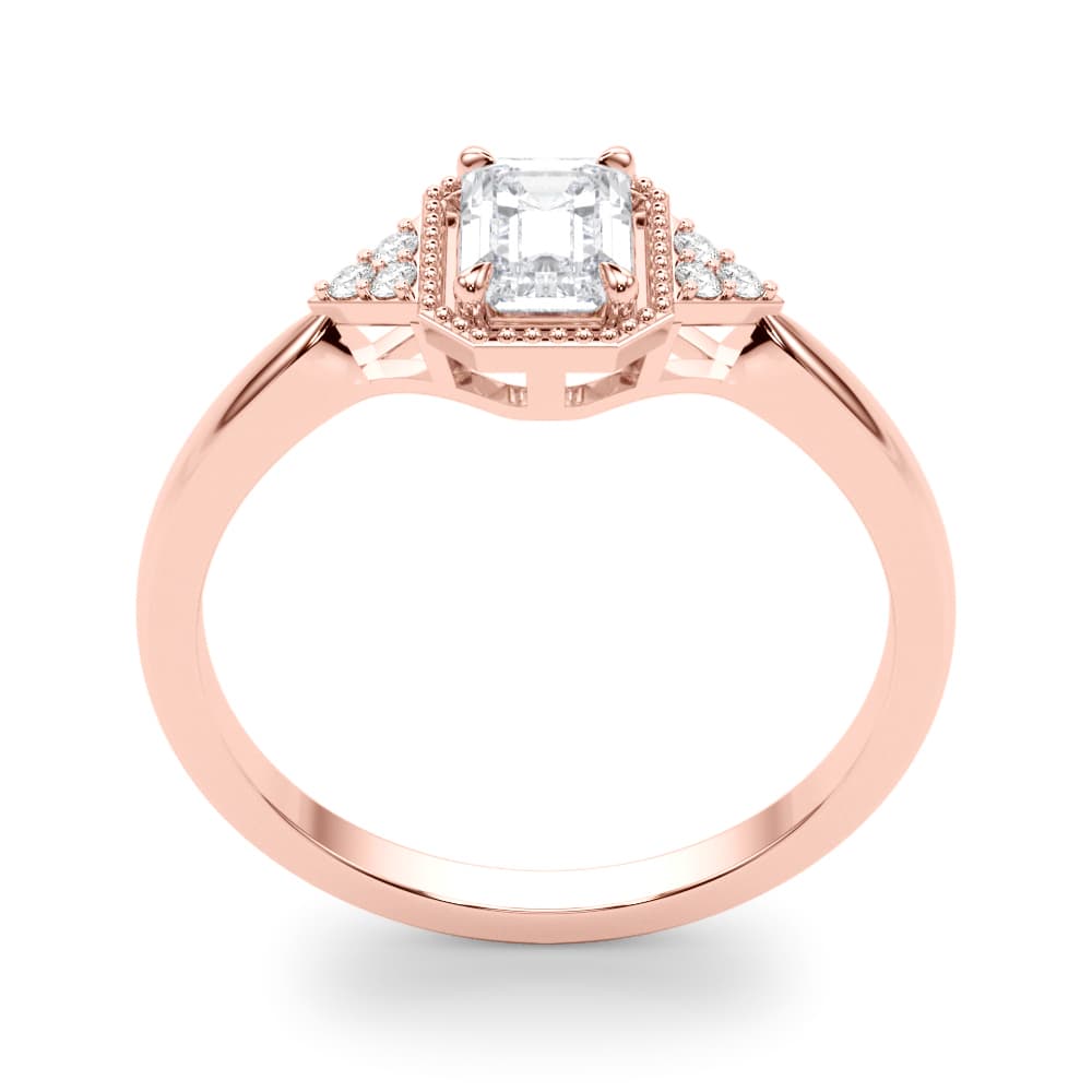 Emerald Cut Engagement Ring, style 85312, Top view in rose gold