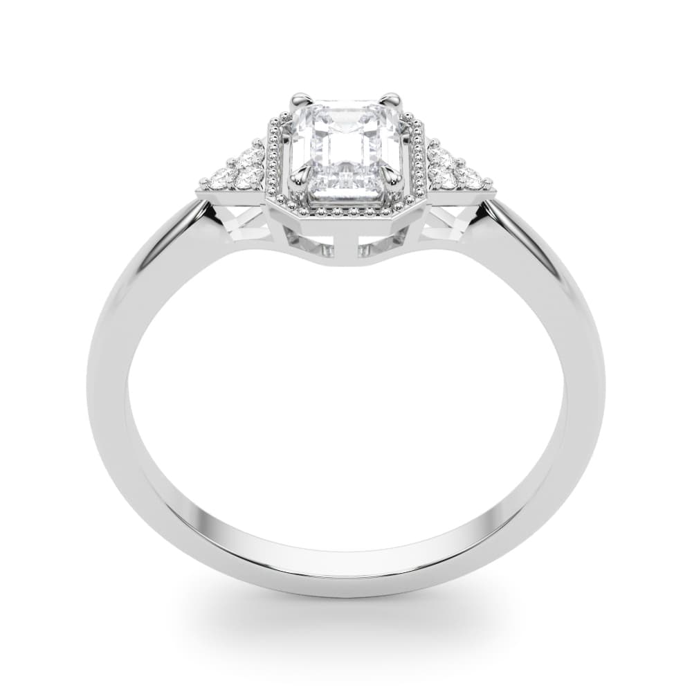 Emerald Cut Engagement Ring, style 85312, Top view in white gold or platinum