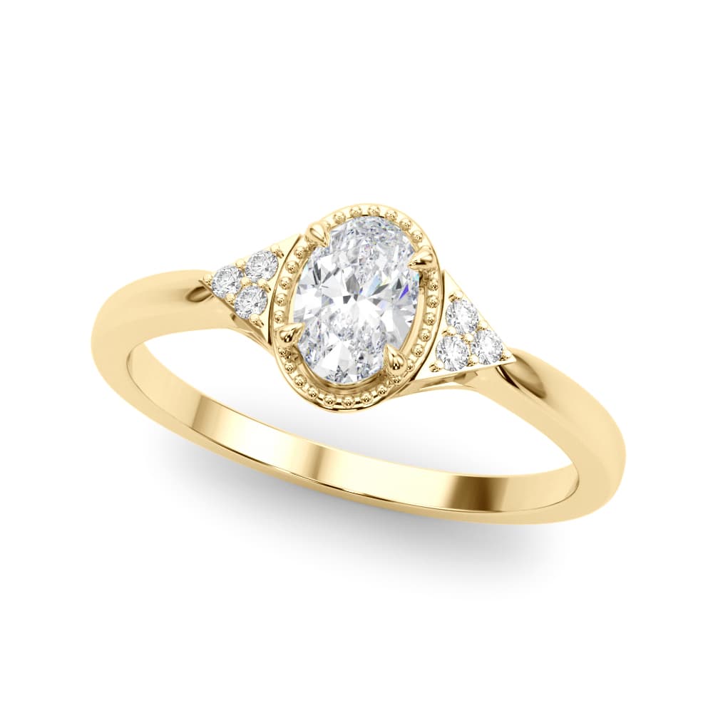 Vintage-Inspired Oval Engagement Ring, style 85313, Front view in yellow gold