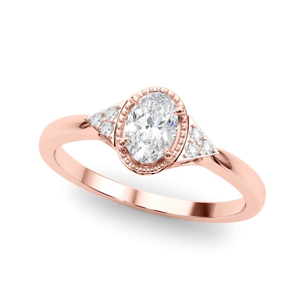 Vintage-Inspired Oval Engagement Ring, style 85313, Front view in rose gold