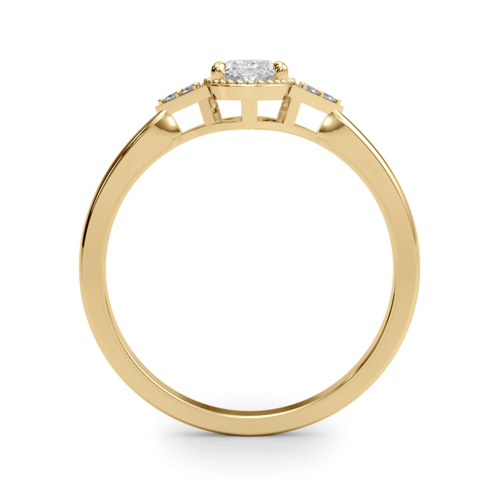 Vintage-Inspired Oval Engagement Ring, style 85313, Side view in yellow gold