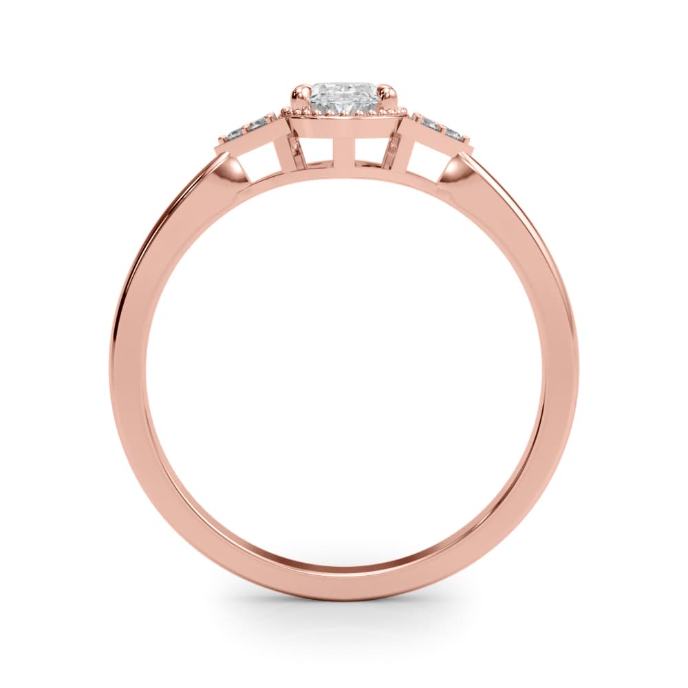 Vintage-Inspired Oval Engagement Ring, style 85313, Side view in rose gold