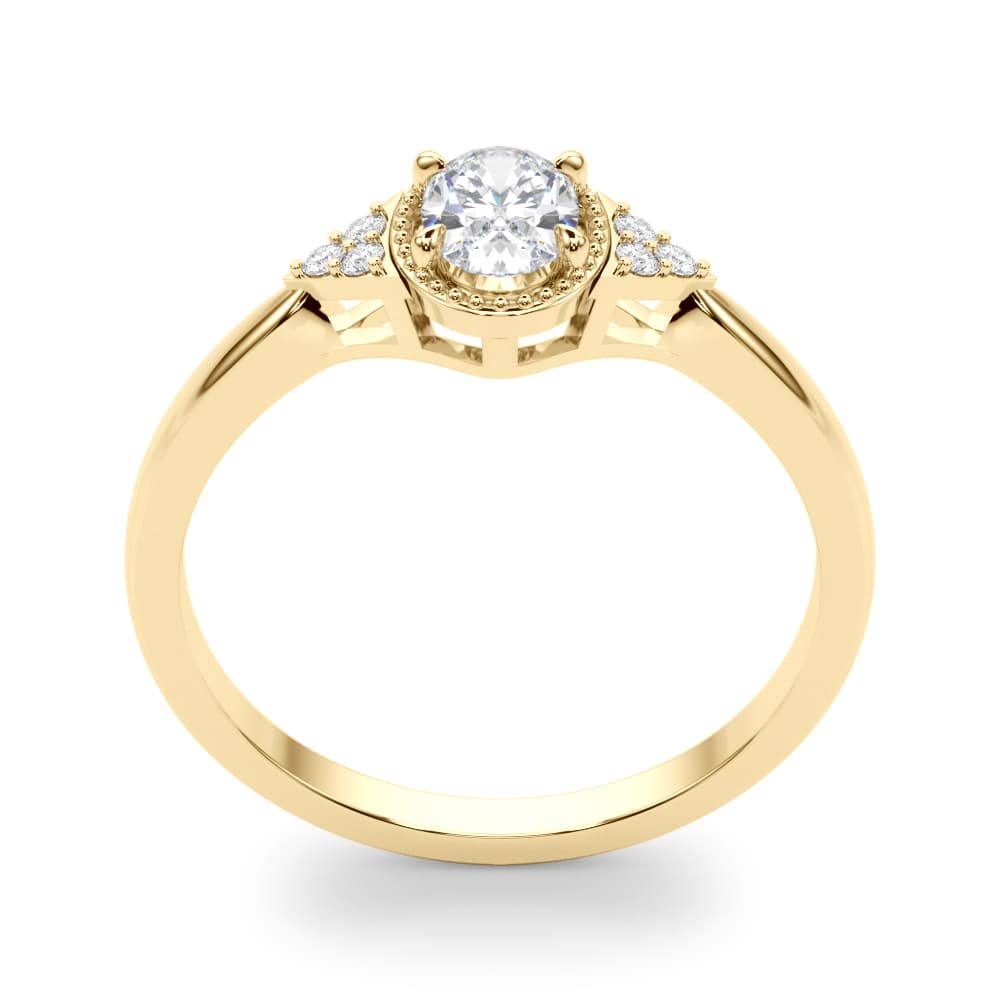 Vintage-Inspired Oval Engagement Ring, style 85313, Top view in yellow gold