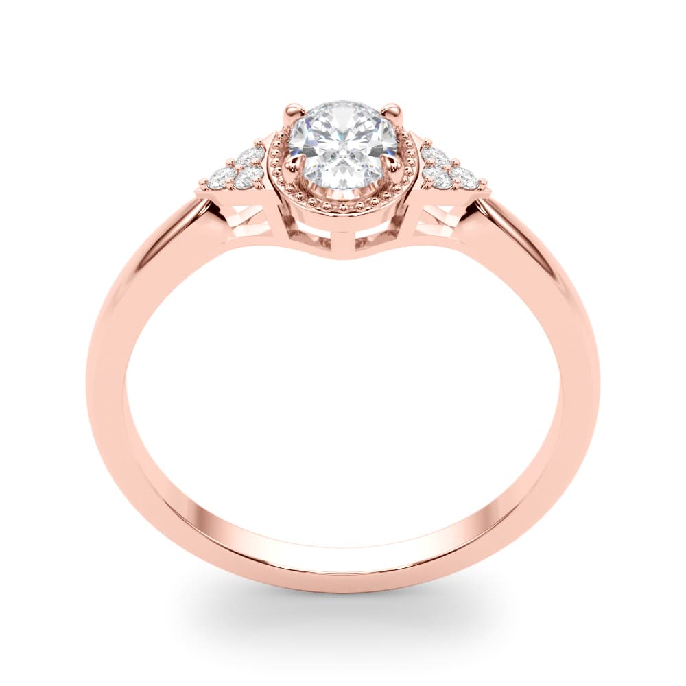 Vintage-Inspired Oval Engagement Ring, style 85313, Top view in rose gold