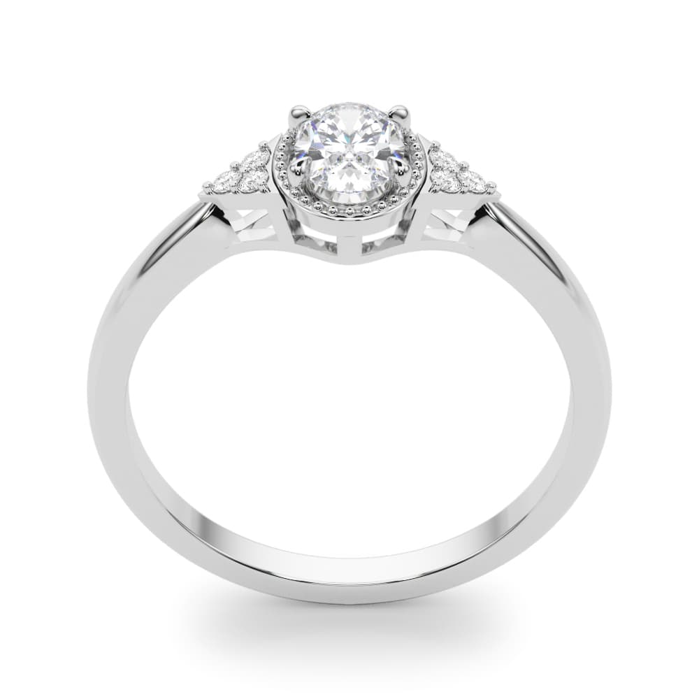 Vintage-Inspired Oval Engagement Ring, style 85313, Top view in white gold or platinum