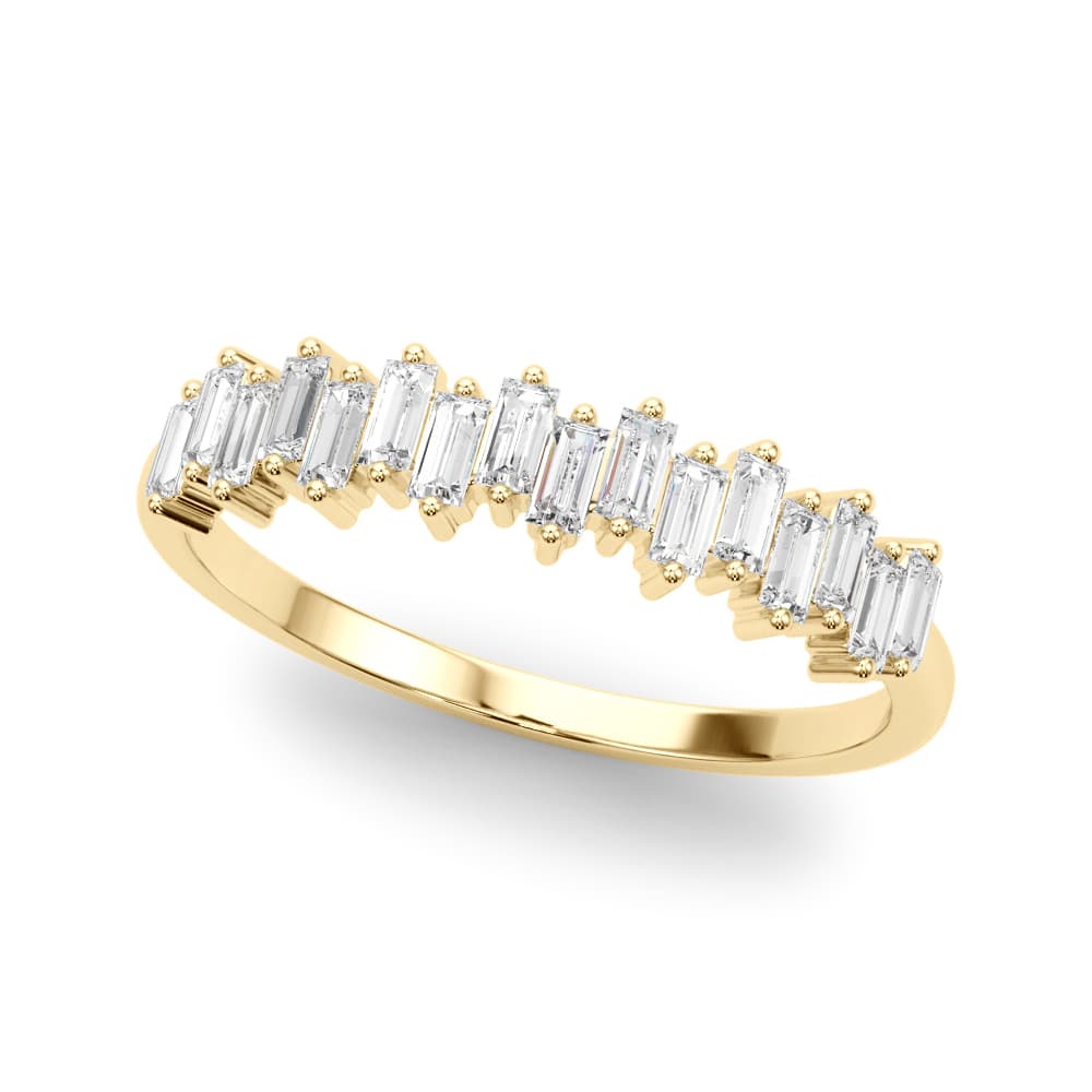 Fancy Shape Baguette Stackable Wedding Bands (0.48 ct. tw.), Front view in yellow gold