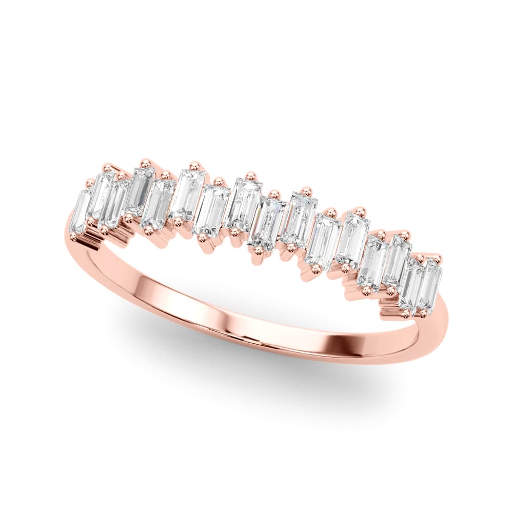 Fancy Shape Baguette Stackable Wedding Bands (0.48 ct. tw.), Front view in rose gold