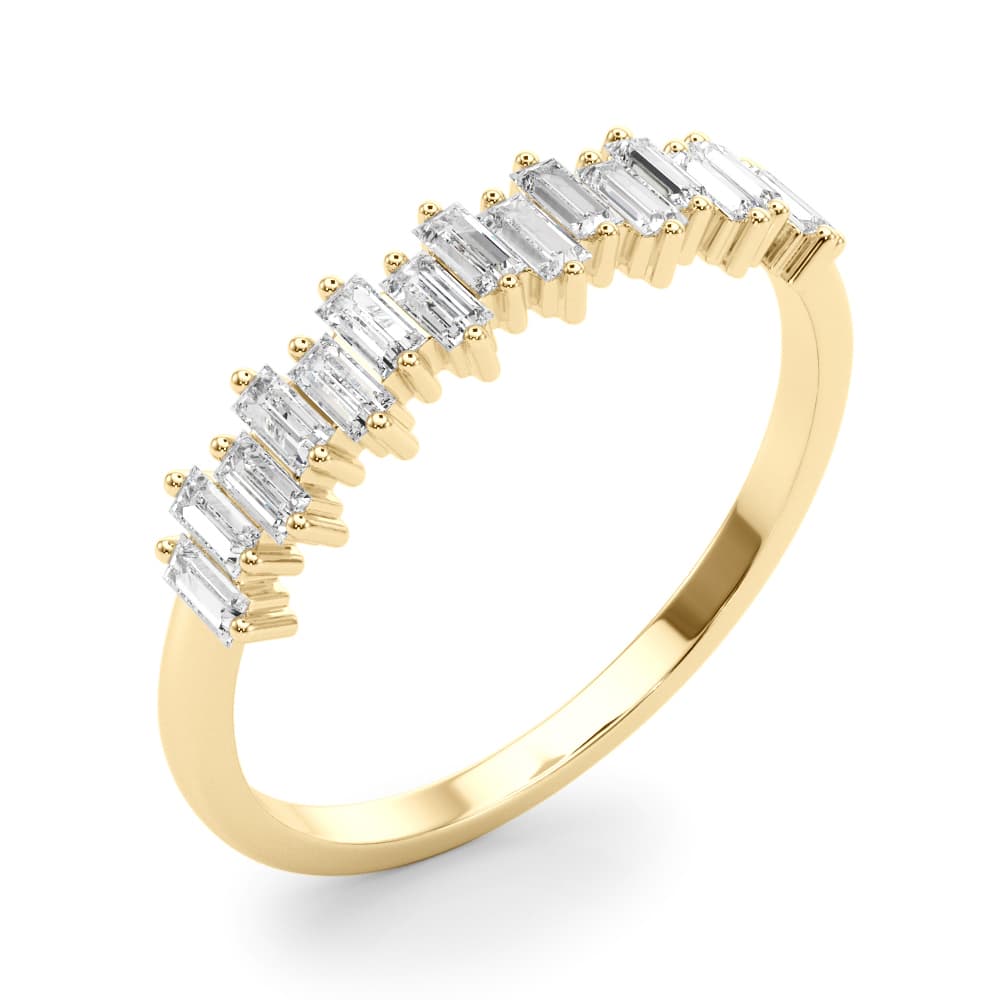 Fancy Shape Baguette Stackable Wedding Bands (0.48 ct. tw.), Angle view in yellow gold