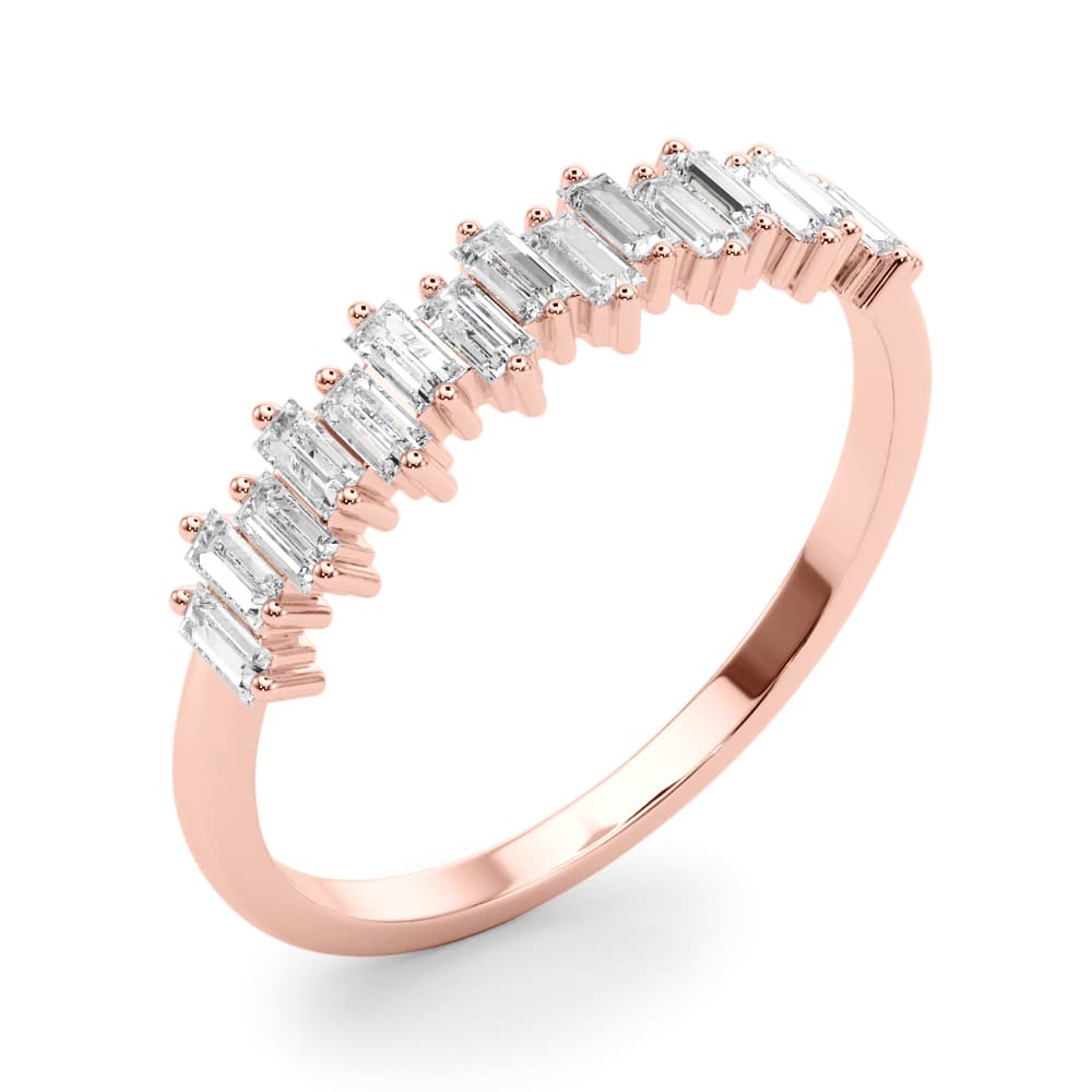 Fancy Shape Baguette Stackable Wedding Bands (0.48 ct. tw.), Angle view in rose gold