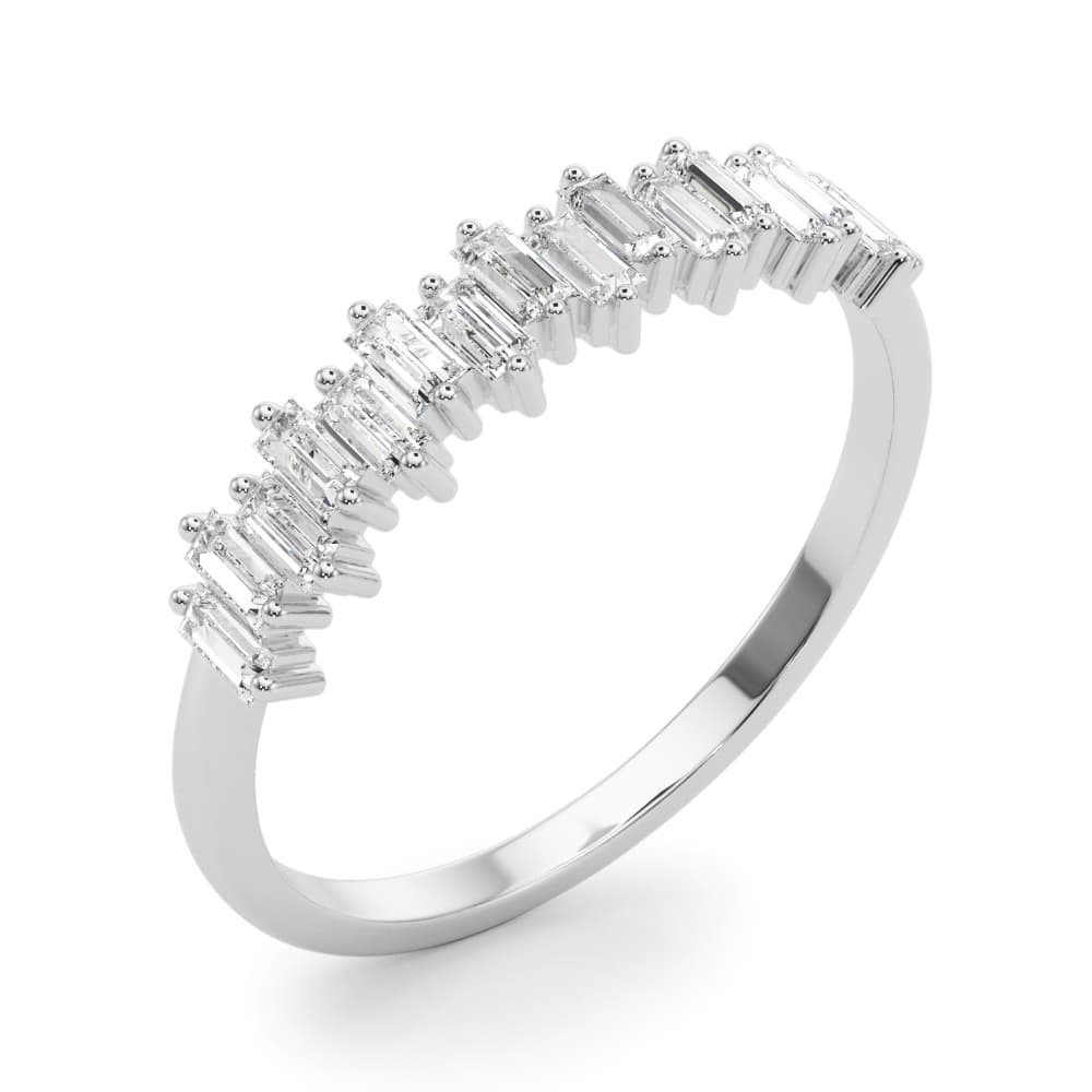 Fancy Shape Baguette Stackable Wedding Bands (0.48 ct. tw.), Angle view in white gold or platinum