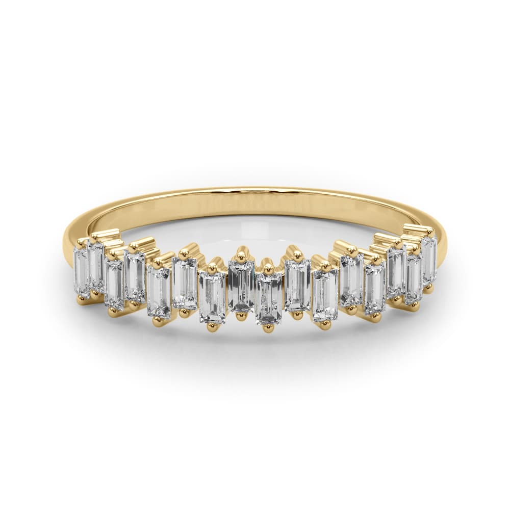 Fancy Shape Baguette Stackable Wedding Bands (0.48 ct. tw.), On hand view in yellow gold