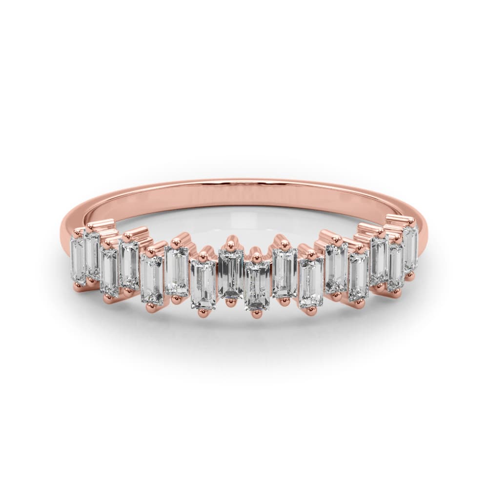 Fancy Shape Baguette Stackable Wedding Bands (0.48 ct. tw.), On hand view in rose gold