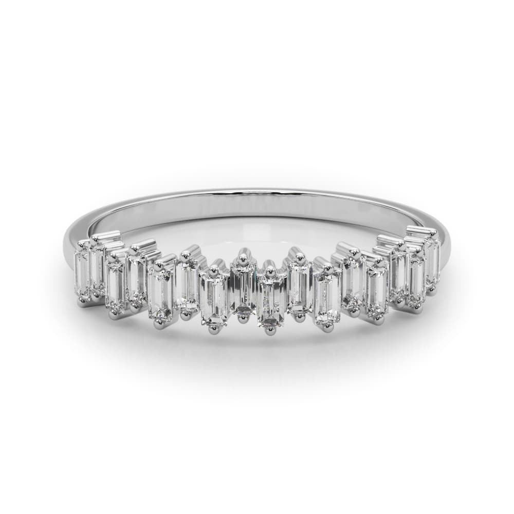 Fancy Shape Baguette Stackable Wedding Bands (0.48 ct. tw.), On hand view in white gold or platinum