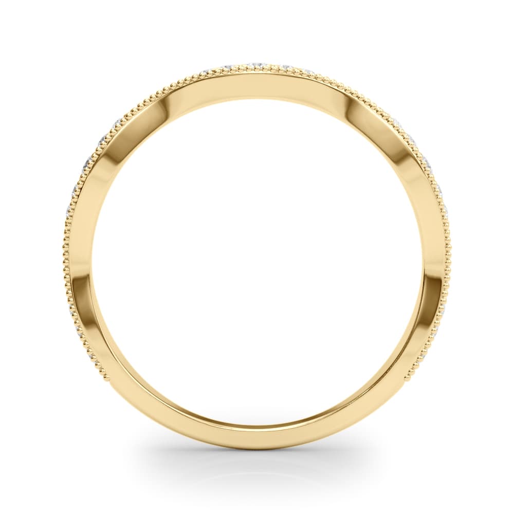 Vintage Inspired Milgrain Wedding Band (0.16 ct. tw.), Side view in yellow gold
