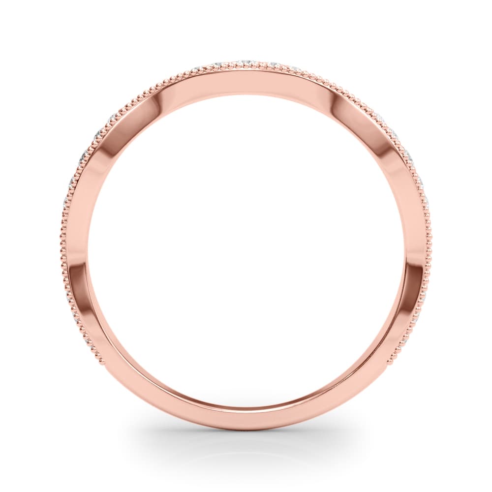 Vintage Inspired Milgrain Wedding Band (0.16 ct. tw.), Side view in rose gold