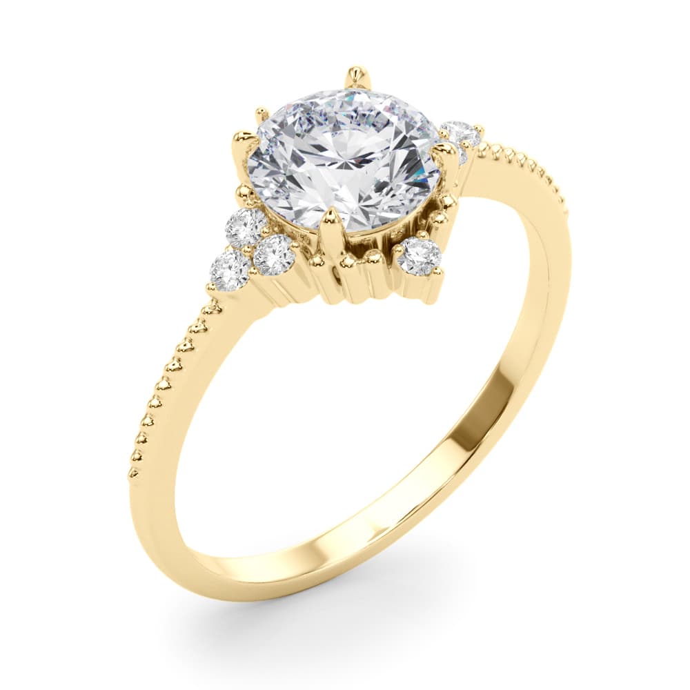 Cluster Side Round Engagement Ring, style 85320, Angle view in yellow gold