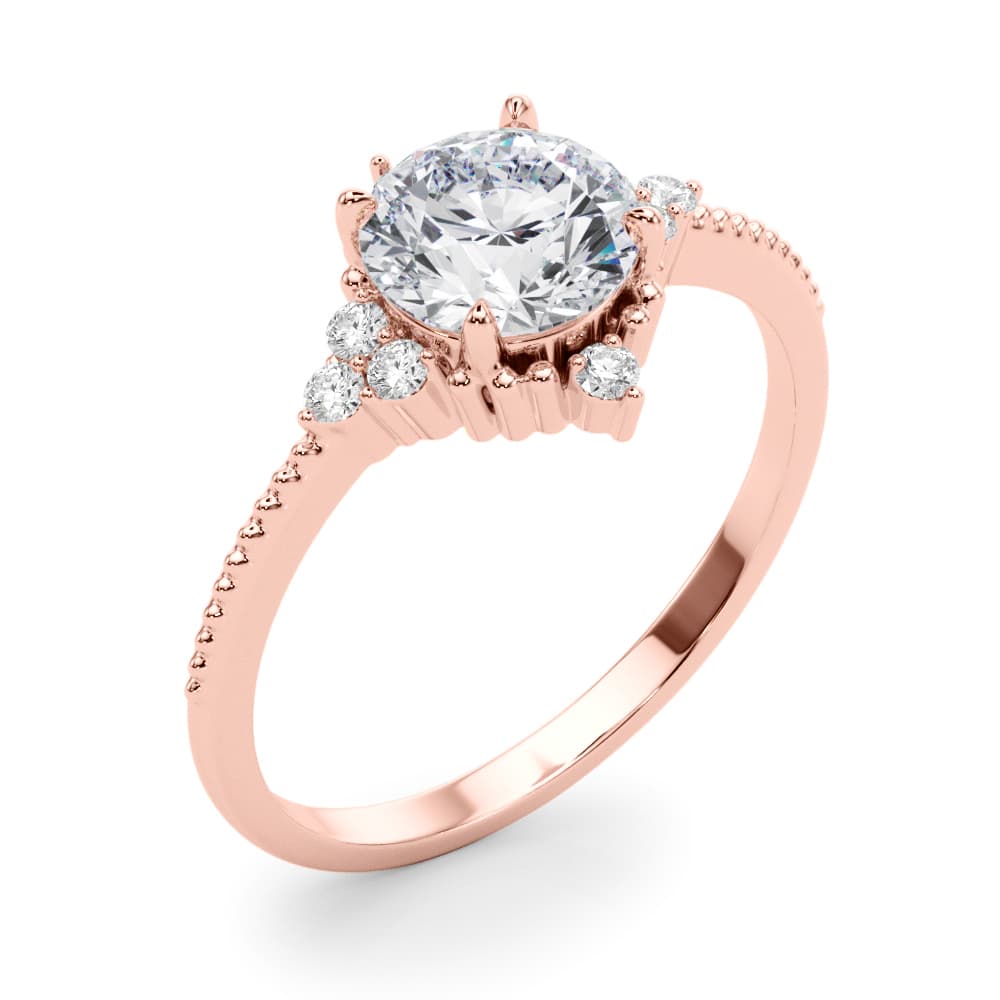 Cluster Side Round Engagement Ring, style 85320, Angle view in rose gold