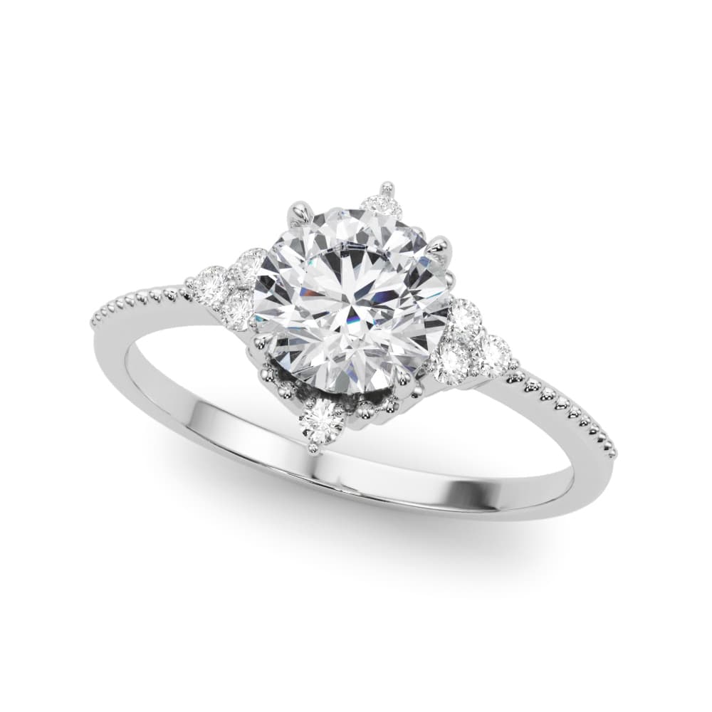 Cluster Side Round Engagement Ring — style 85320 in 10k White Gold
