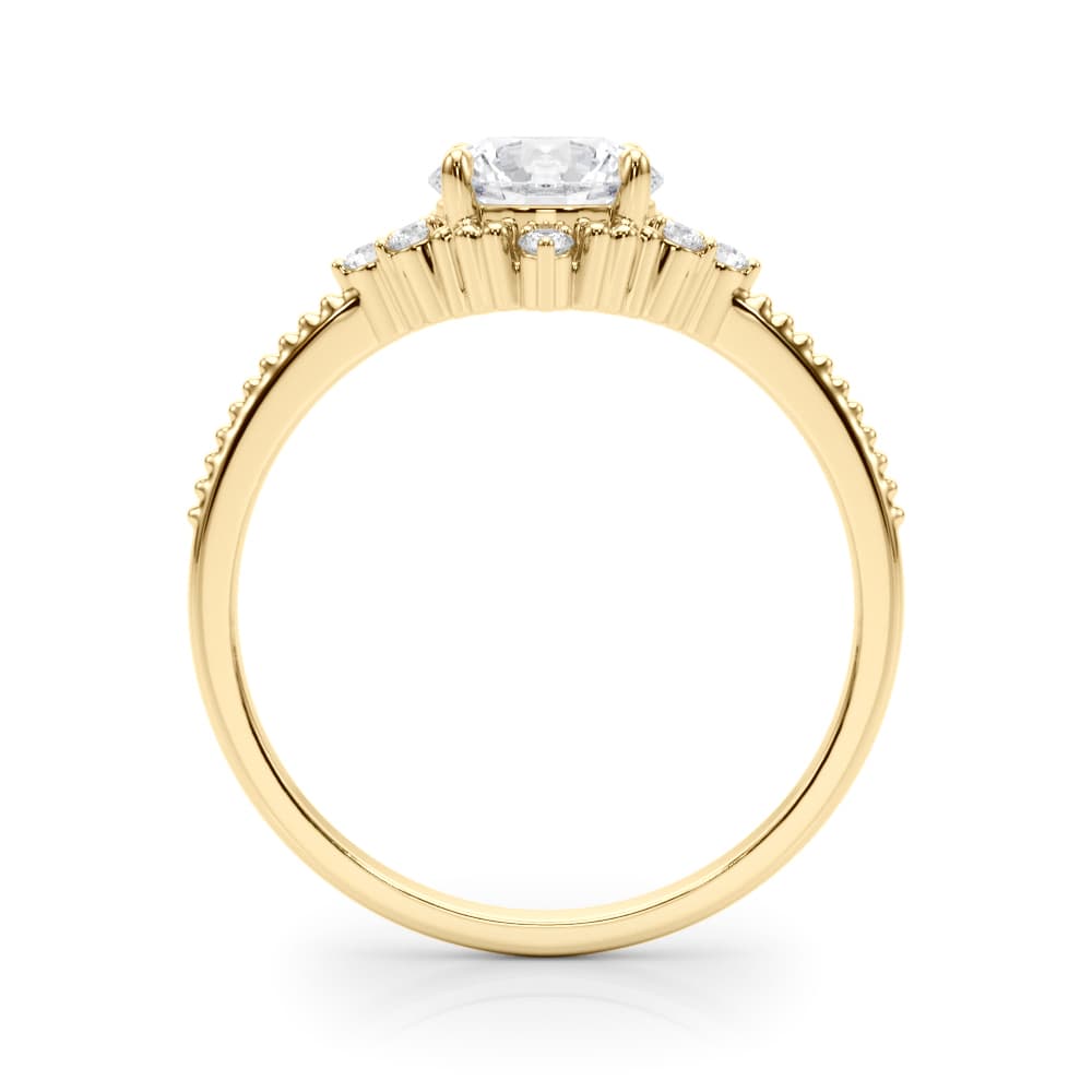 Cluster Side Round Engagement Ring, style 85320, Side view in yellow gold