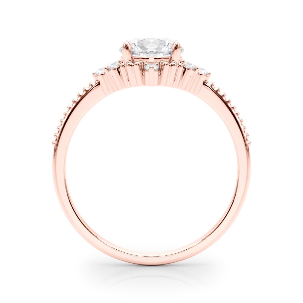 Cluster Side Round Engagement Ring, style 85320, Side view in rose gold