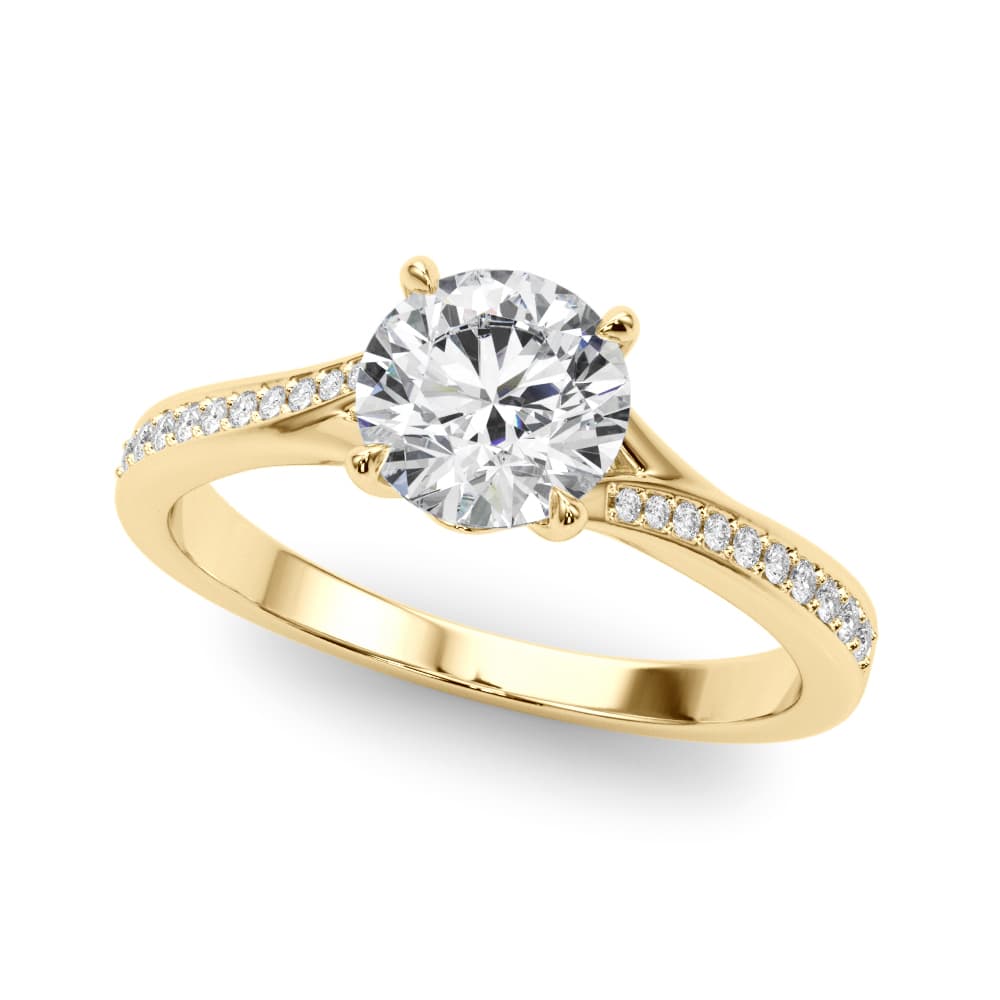 Bypass Single Row Prong Set Engagement Ring, style 85321, Front view in yellow gold