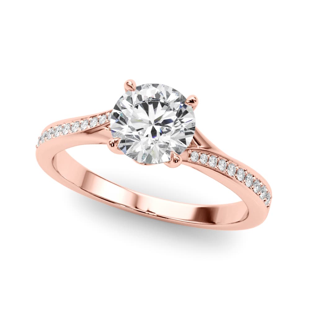 Bypass Single Row Prong Set Engagement Ring, style 85321, Front view in rose gold