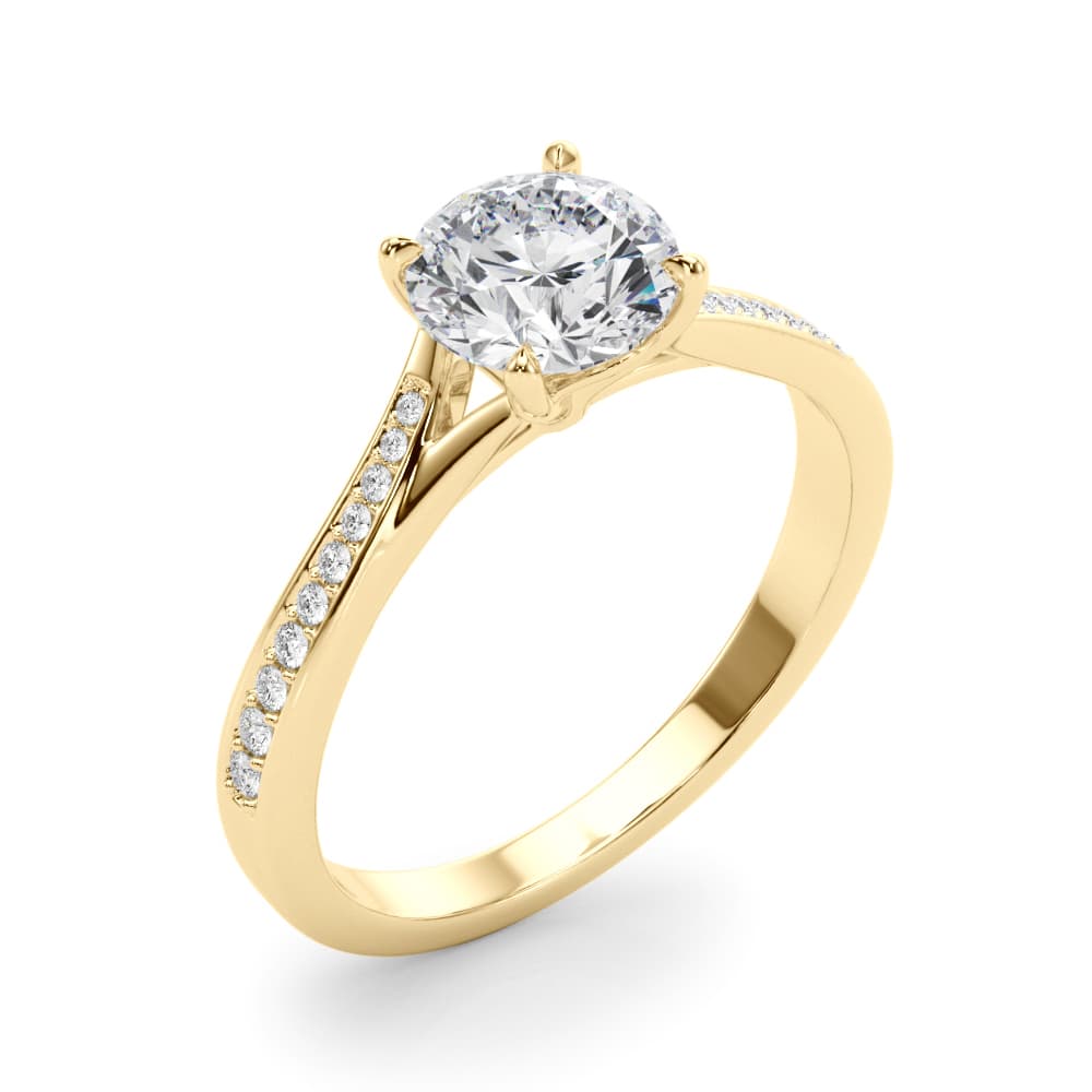 Bypass Single Row Prong Set Engagement Ring, style 85321, Angle view in yellow gold