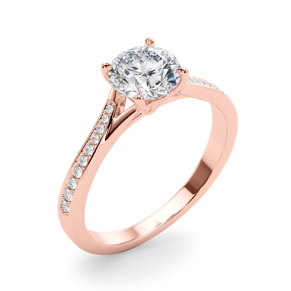 Bypass Single Row Prong Set Engagement Ring, style 85321, Angle view in rose gold
