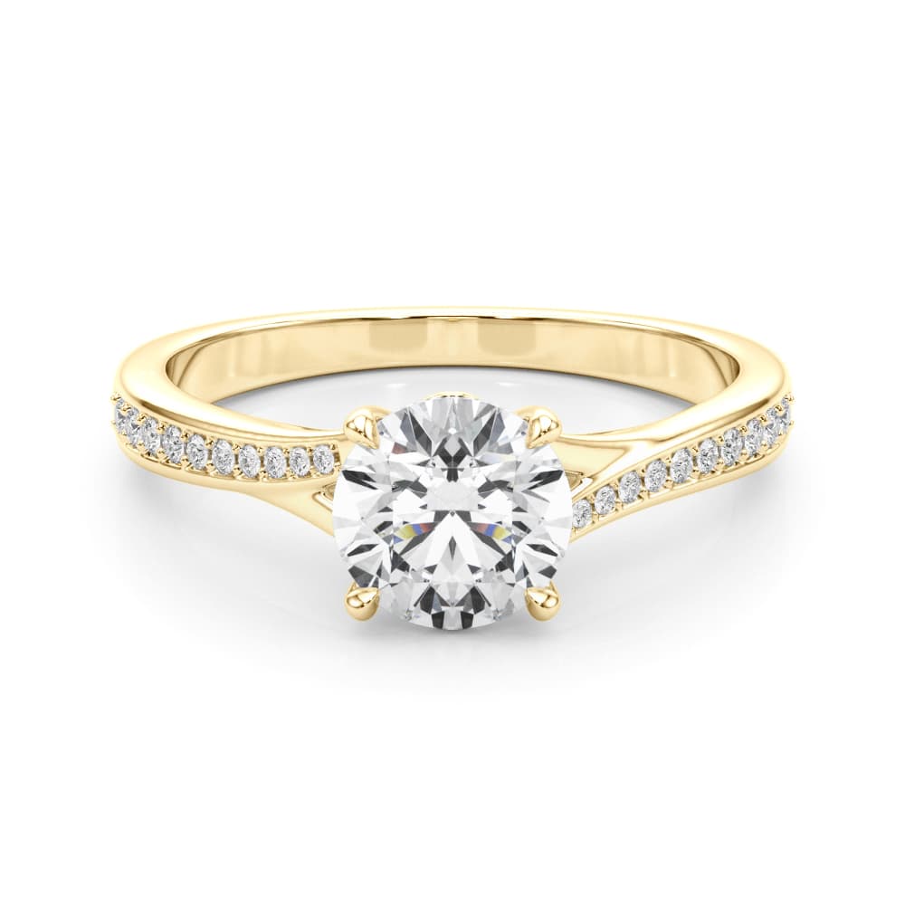 Bypass Single Row Prong Set Engagement Ring, style 85321, On hand view in yellow gold