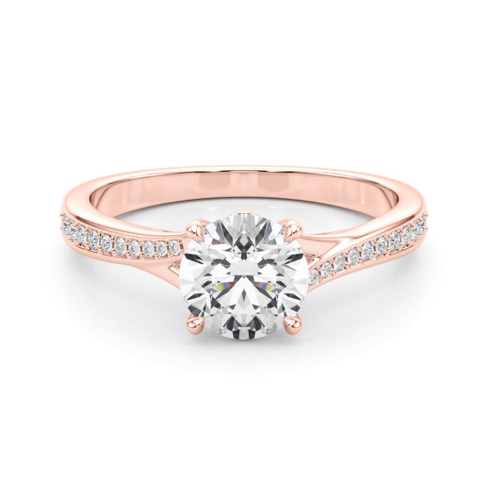 Bypass Single Row Prong Set Engagement Ring, style 85321, On hand view in rose gold